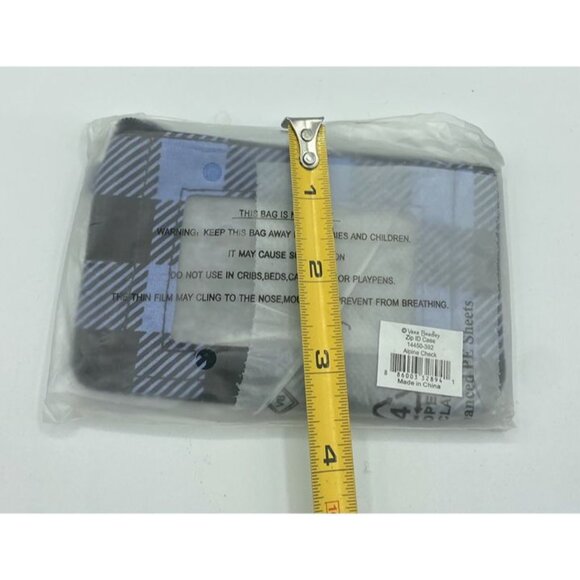 Vera Bradley ALPINE CHECK Zip ID Case Blue & Black Checkered NWT - Picture 6 of 6
